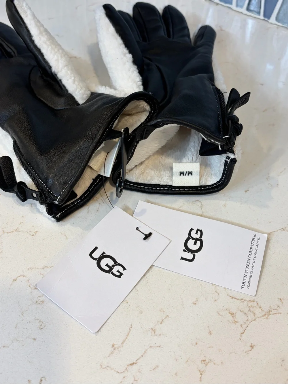 UGG White Sherpa Gloves